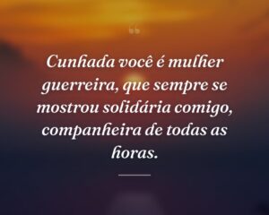 Cunhada você é mulher guerreira, que sempre se mostrou solidária comigo, companheira de todas as horas.