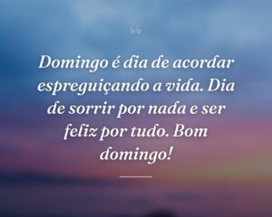 Domingo é dia de acordar espreguiçando a vida. Dia de sorrir por nada e ser feliz por tudo. Bom domingo!