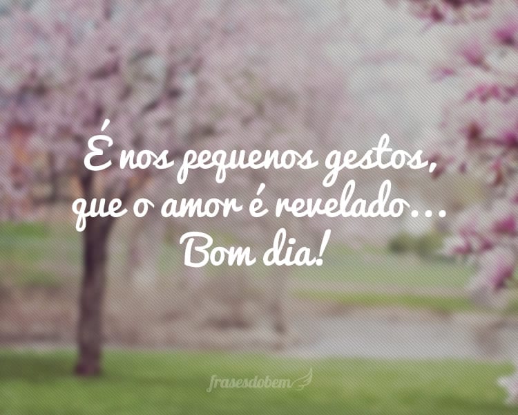 É nos pequenos gestos, que o amor é revelado... Bom dia!