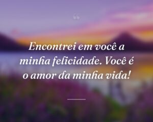 Encontrei em você a minha felicidade. Você é o amor da minha vida!