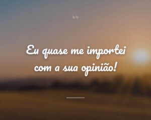 Eu quase me importei com a sua opinião!