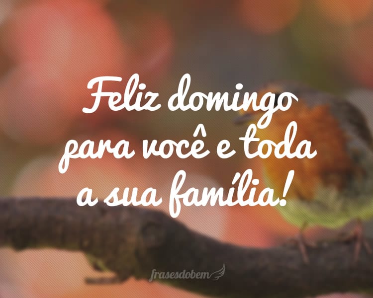 Feliz domingo para você e toda a sua família!