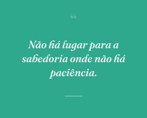 Não há lugar para a sabedoria onde não há paciência.