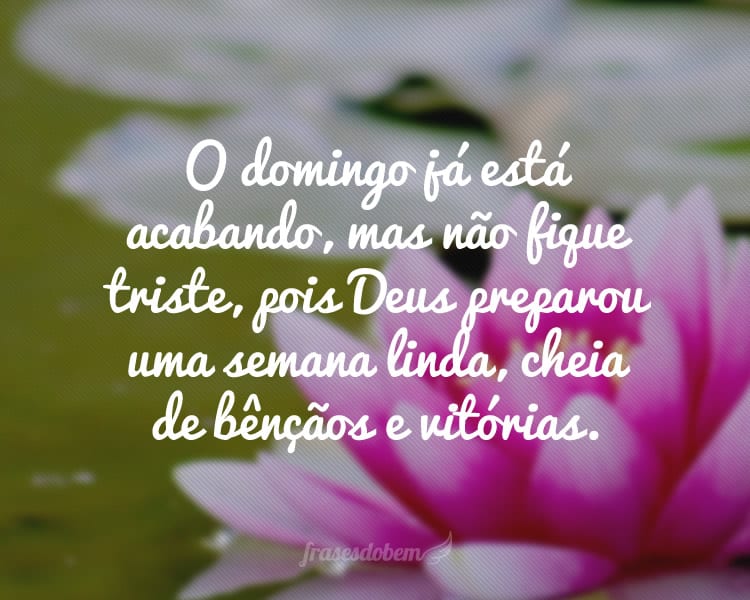 O domingo já está acabando, mas não fique triste, pois Deus preparou uma semana linda, cheia de bênçãos e vitórias.