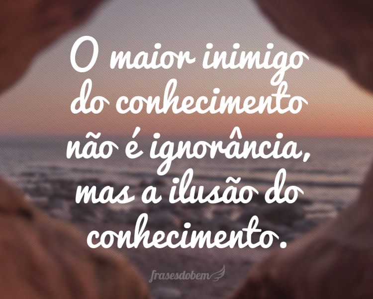 O maior inimigo do conhecimento não é ignorância, mas a ilusão do conhecimento.