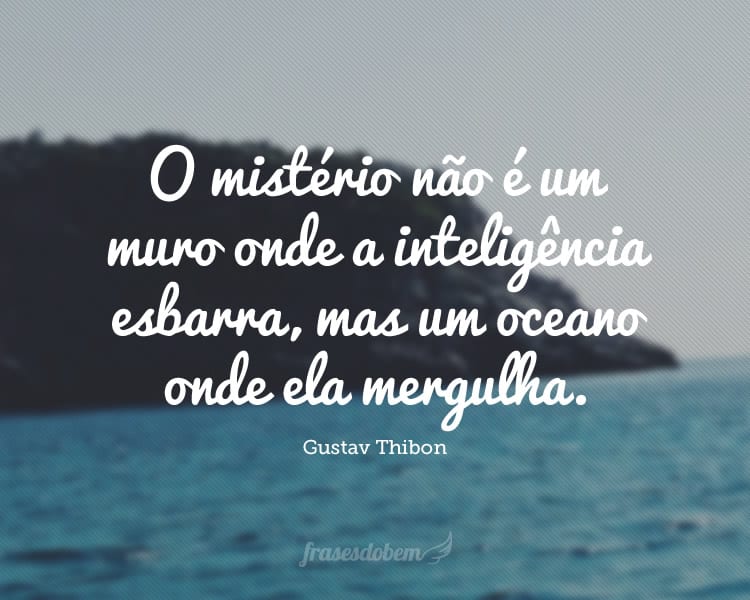 O mistério não é um muro onde a inteligência esbarra, mas um oceano onde ela mergulha.