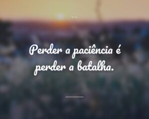Perder a paciência é perder a batalha.
