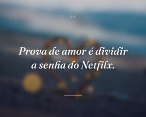 Prova de amor é dividir a senha do Netfilx.
