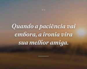 Quando a paciência vai embora, a ironia vira sua melhor amiga.