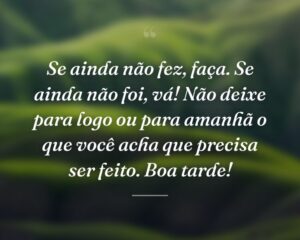 Se ainda não fez, faça. Se ainda não foi, vá! Não deixe para logo ou para amanhã o que você acha que precisa ser feito. Boa tarde!
