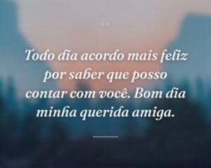 Todo dia acordo mais feliz por saber que posso contar com você. Bom dia minha querida amiga.