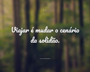 Viajar é mudar o cenário da solidão.