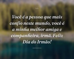 Você é a pessoa que mais confio neste mundo, você é a minha melhor amiga e companheira, irmã. Feliz Dia do Irmão!