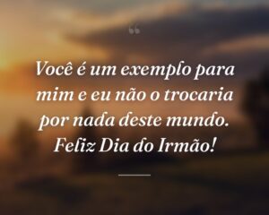Você é um exemplo para mim e eu não o trocaria por nada deste mundo. Feliz Dia do Irmão!