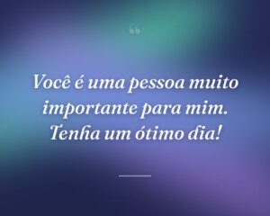 Você é uma pessoa muito importante para mim. Tenha um ótimo dia!