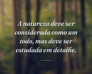 A natureza deve ser considerada como um todo, mas deve ser estudada em detalhe.