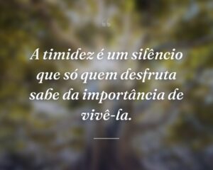 A timidez é um silêncio que só quem desfruta sabe da importância de vivê-la.