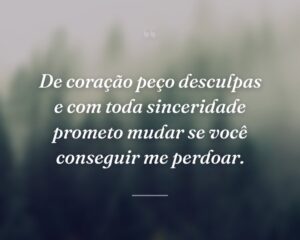 De coração peço desculpas e com toda sinceridade prometo mudar se você conseguir me perdoar.