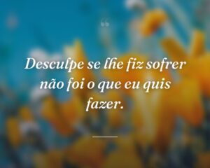 Desculpe se lhe fiz sofrer não foi o que eu quis fazer.