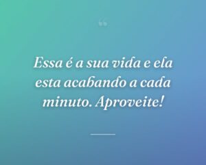 Essa é a sua vida e ela esta acabando a cada minuto. Aproveite!