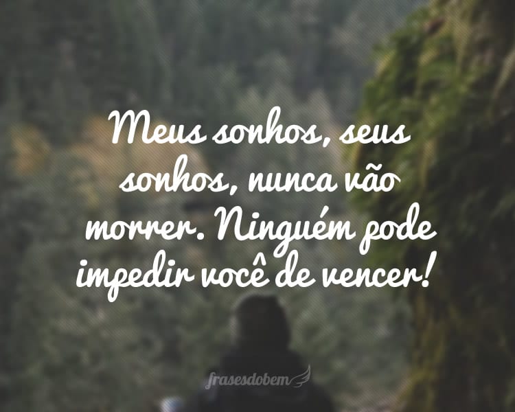 Meus sonhos, seus sonhos, nunca vão morrer. Ninguém pode impedir você de vencer!