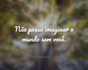 Não posso imaginar o mundo sem você.
