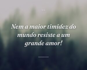 Nem a maior timidez do mundo resiste a um grande amor!