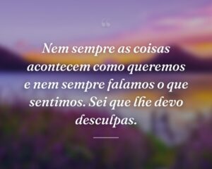 Nem sempre as coisas acontecem como queremos e nem sempre falamos o que sentimos. Sei que lhe devo desculpas.