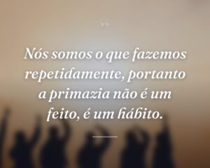 Nós somos o que fazemos repetidamente, portanto a primazia não é um feito, é um hábito.
