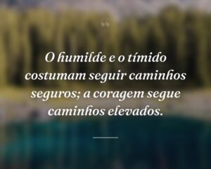 O humilde e o tímido costumam seguir caminhos seguros; a coragem segue caminhos elevados.