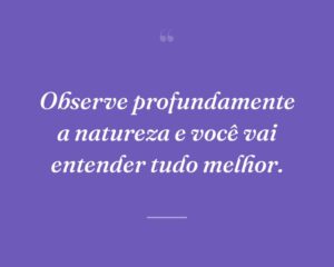 Observe profundamente a natureza e você vai entender tudo melhor.