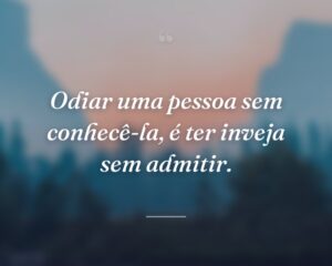 Odiar uma pessoa sem conhecê-la, é ter inveja sem admitir.