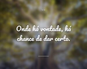Onde há vontade, há chance de dar certo.