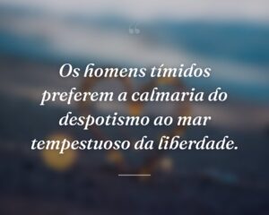Os homens tímidos preferem a calmaria do despotismo ao mar tempestuoso da liberdade.