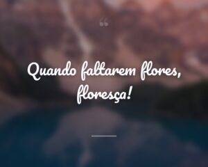 Quando faltarem flores, floresça!