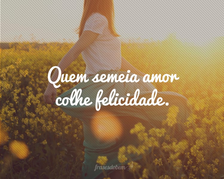 Quem semeia amor colhe felicidade.
