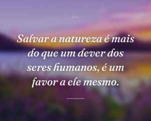Salvar a natureza é mais do que um dever dos seres humanos, é um favor a ele mesmo.