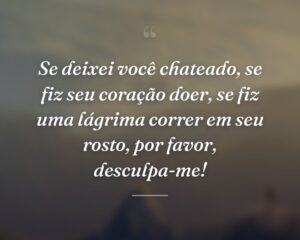Se deixei você chateado, se fiz seu coração doer, se fiz uma lágrima correr em seu rosto, por favor, desculpa-me!