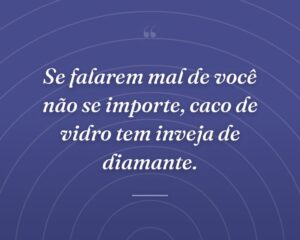 Se falarem mal de você não se importe, caco de vidro tem inveja de diamante.