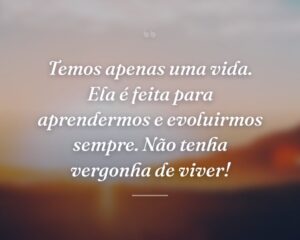 Temos apenas uma vida. Ela é feita para aprendermos e evoluirmos sempre. Não tenha vergonha de viver!