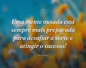 Uma mente ousada está sempre mais preparada para desafiar a sorte e atingir o sucesso!