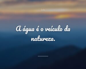A água é o veículo da natureza.