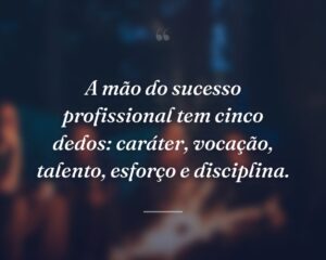 A mão do sucesso profissional tem cinco dedos: caráter, vocação, talento, esforço e disciplina.