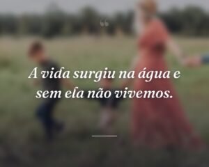 A vida surgiu na água e sem ela não vivemos.