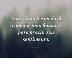 Amar é não ter medo de cometer uma loucura para provar seu sentimento.