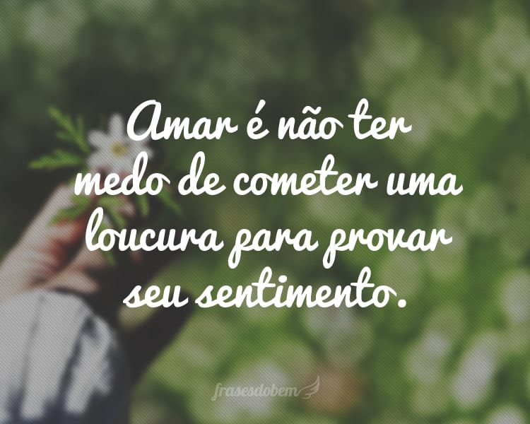 Amar é não ter medo de cometer uma loucura para provar seu sentimento.