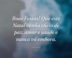 Boas Festas! Que este Natal venha cheio de paz, amor e saúde e nunca vá embora.