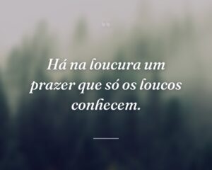 Há na loucura um prazer que só os loucos conhecem.
