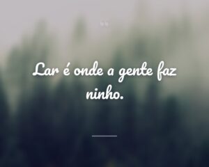 Lar é onde a gente faz ninho.