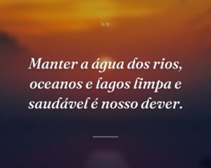 Manter a água dos rios, oceanos e lagos limpa e saudável é nosso dever.